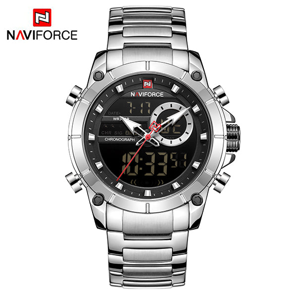 NAVIFORCE 9163 Sport Watches Fashion Nice Digital Quartz Steel Water Resistant Dual Display Date Men Gold Watch - LXa6819