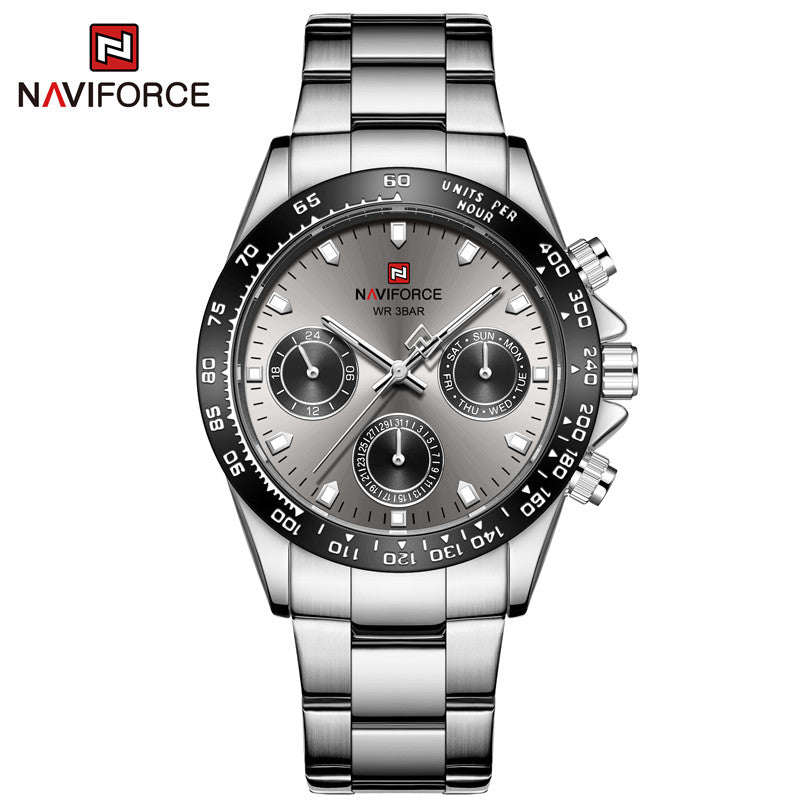 NAVIFORCE 9193 SBBE Men 3ATM Water Resistant Watches 24 Hour Date Week Quartz Wrist Watches Stainless Steel unisex Relogio - 5