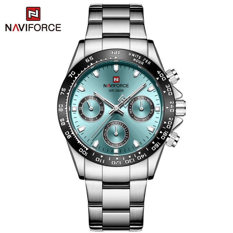 NAVIFORCE 9193 SBBE Men 3ATM Water Resistant Watches 24 Hour Date Week Quartz Wrist Watches Stainless Steel unisex Relogio - 4