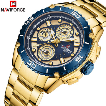 NAVIFORCE 9179 Mens Watches Fashion Steel Band Men Quartz Watch Multifunction Calendar Water Resistant Wristwatch Relogio Masculino