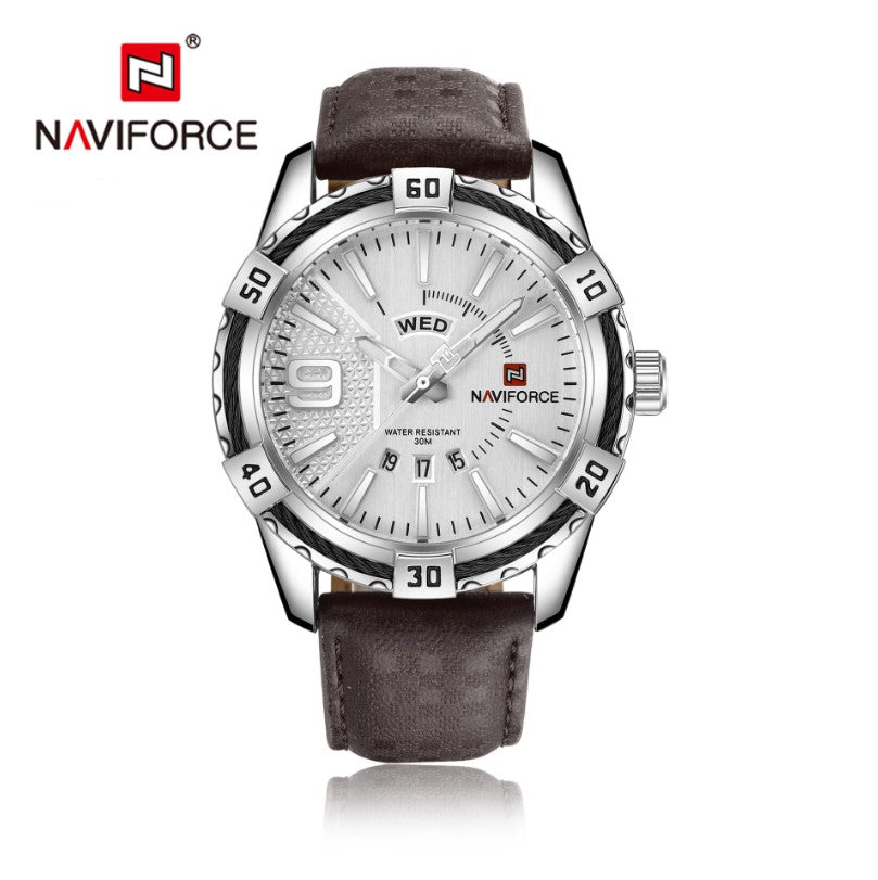 Naviforce 9117 Belt Watch Date Week Men’s Quartz Watch Water Resistant Men’s Watch - 5