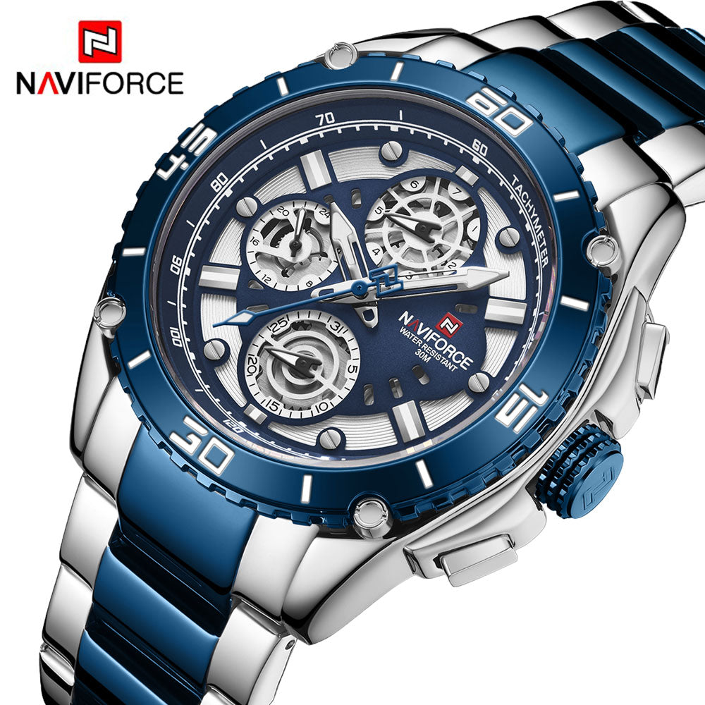 NAVIFORCE 9179 Mens Watches Fashion Steel Band Men Quartz Watch Multifunction Calendar Water Resistant Wristwatch Relogio Masculino