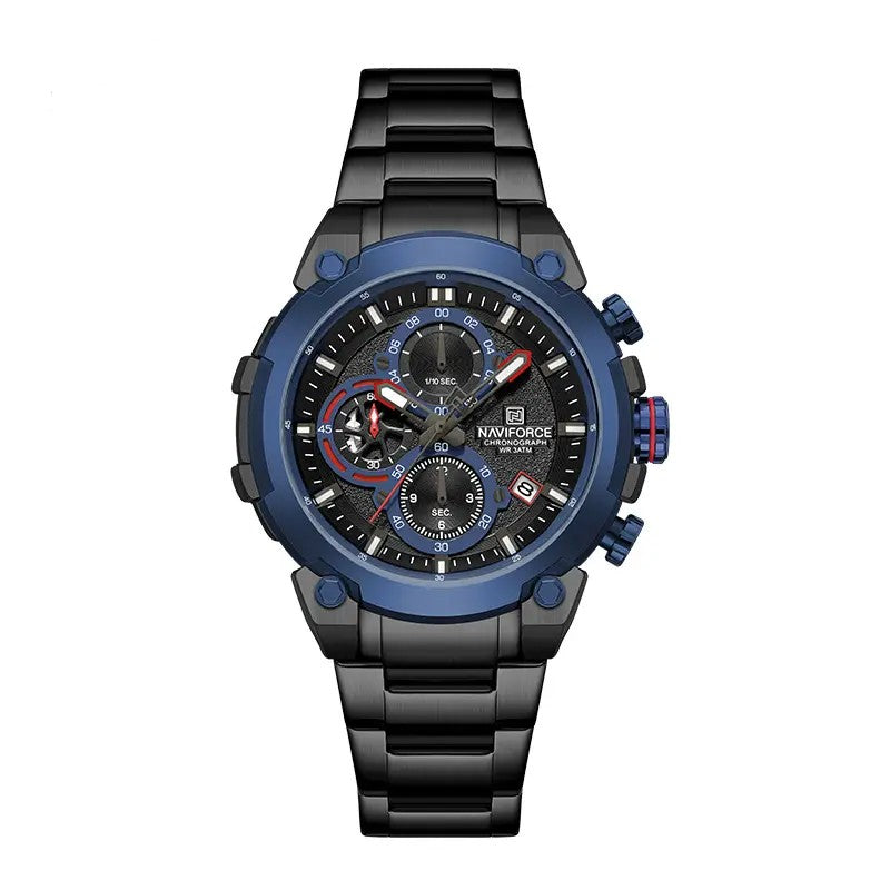 NAVIFORCE NF8071 Men’s Quartz Chronograph Watch, Stainless Steel Luminous Water Resistant Sports Watch with Date and Stopwatch