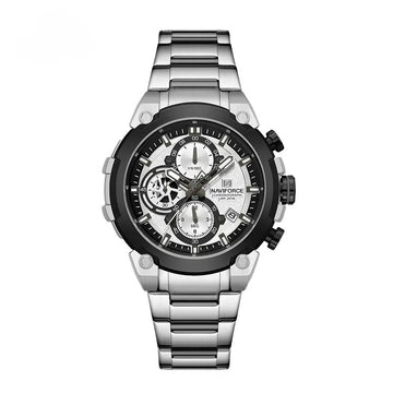 NAVIFORCE NF8071 Men’s Quartz Chronograph Watch, Stainless Steel Luminous Water Resistant Sports Watch with Date and Stopwatch
