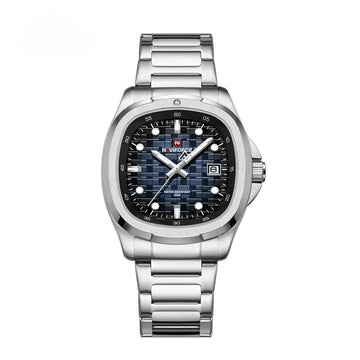 NAVIFORCE NF9240 Men’s Quartz Date Watch, Japanese Movement, Square Dial, Stainless Steel, Water Resistant Design