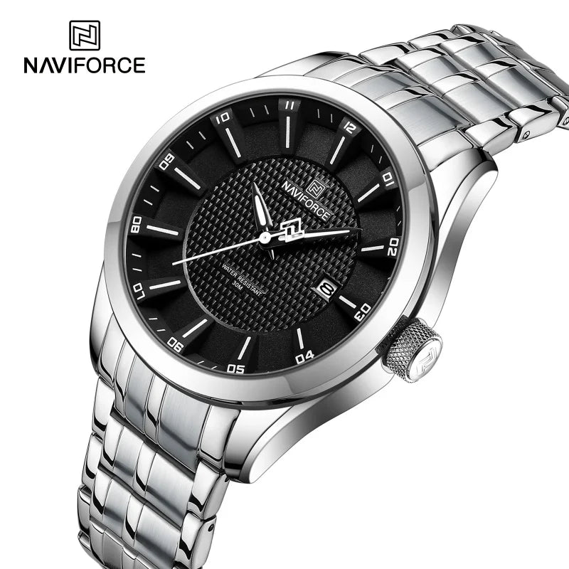 NAVIFORCE NF8032 Men Quartz Date Display Wristwatch Water Resistant - SB