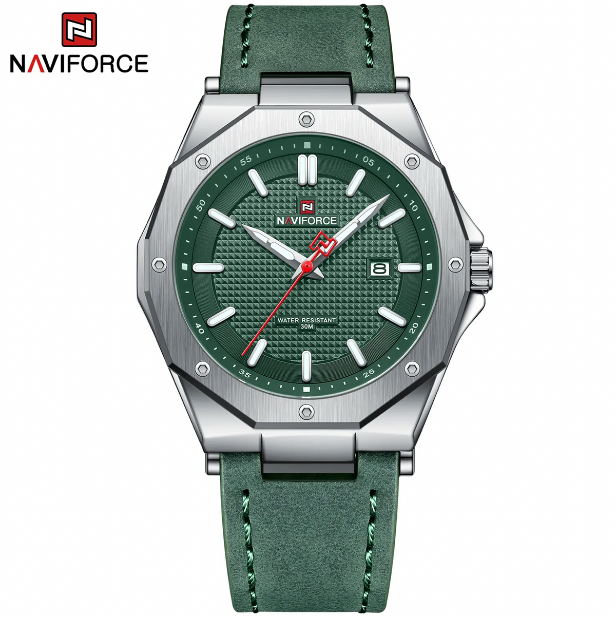 NAVIFORCE 9200L SGNGN New model Quartz Watches for men casual sport Green Leather wristwatch with 30m water resistant 2022