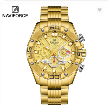 NAVIFORCE 8019 GG Men’s Watches Luxury Business Classic Quartz Clock Analog Chronograph Sport Water Resistant Steel Band Wristwatch