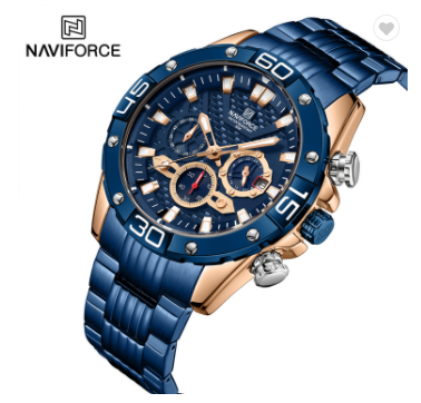 NAVIFORCE 8019 RGBE Men’s Watches Luxury Business Classic Quartz Clock Analog Chronograph Sport Water Resistant Steel Band Wristwatch