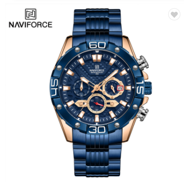 NAVIFORCE 8019 RGBE Men’s Watches Luxury Business Classic Quartz Clock Analog Chronograph Sport Water Resistant Steel Band Wristwatch
