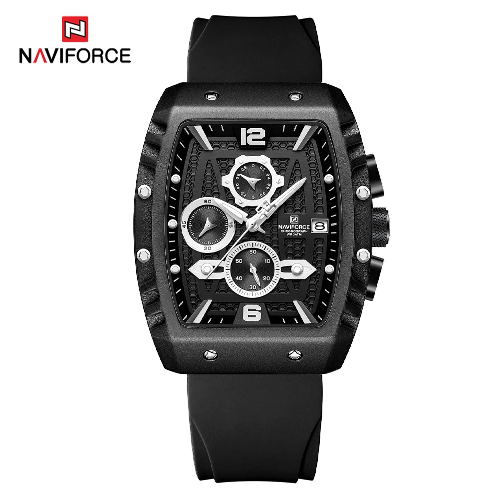 NAVIFORCE NF8025 Men’s Chronograph Watch – Water Resistant, Luminous Date - black