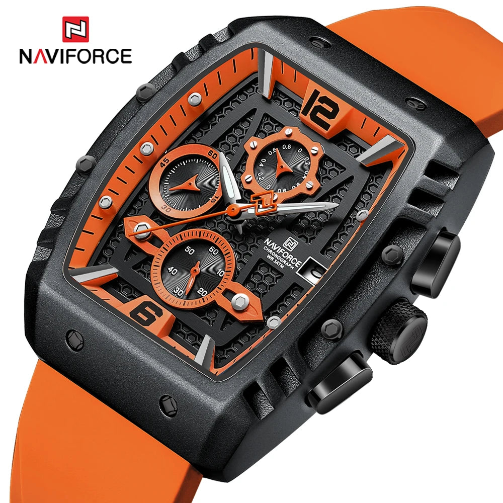 NAVIFORCE NF8025 men's luxury chronograph wristwatch, water resistant quartz
