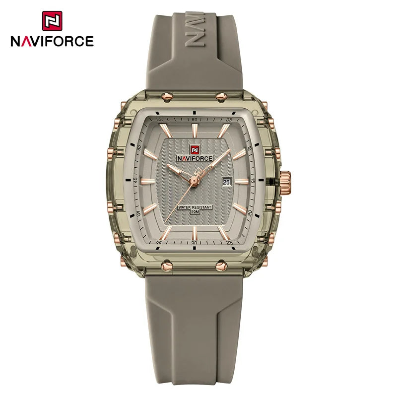 NAVIFORCE Ladies Wristwatches Fashion Comfortable Silicone Strap Date Women’s Watches Quality Water Resistant Female Luminous Clock - gygygy