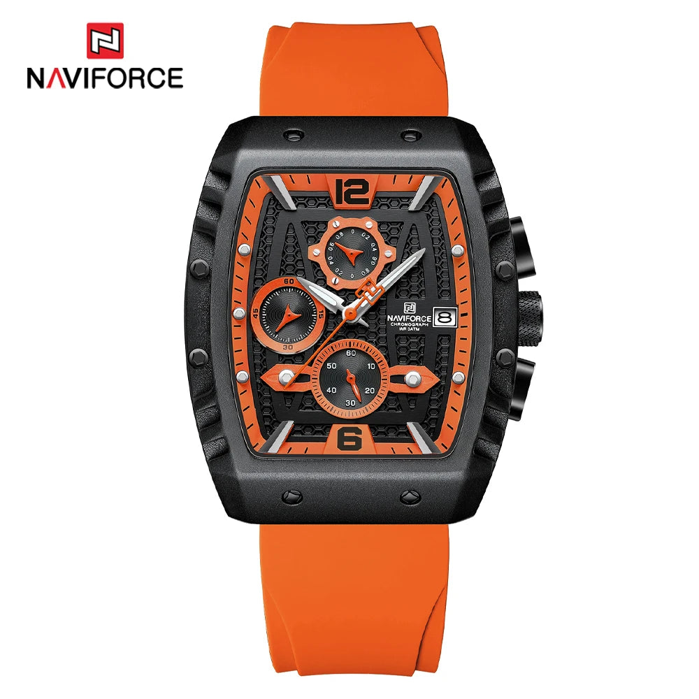NAVIFORCE NF8025 Men’s Chronograph Watch – Water Resistant, Luminous Date - orange