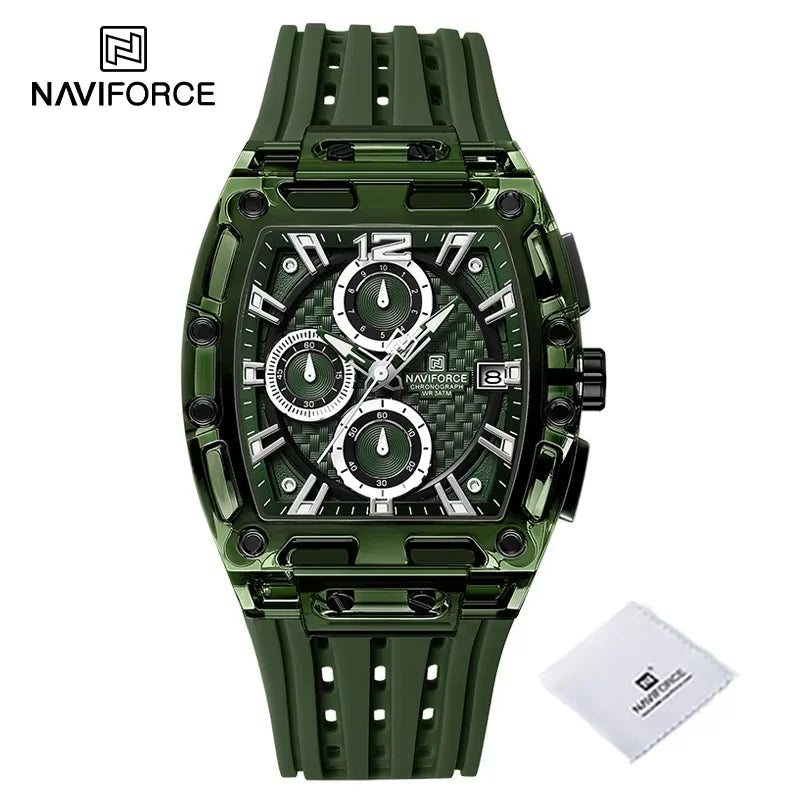 New NAVIFORCE Men’s Quartz Multifunction Watches Fashion Sports Chronograph 5ATM Water Resistant Silicone Band Casual Man Wrist Watch - gngngn-2