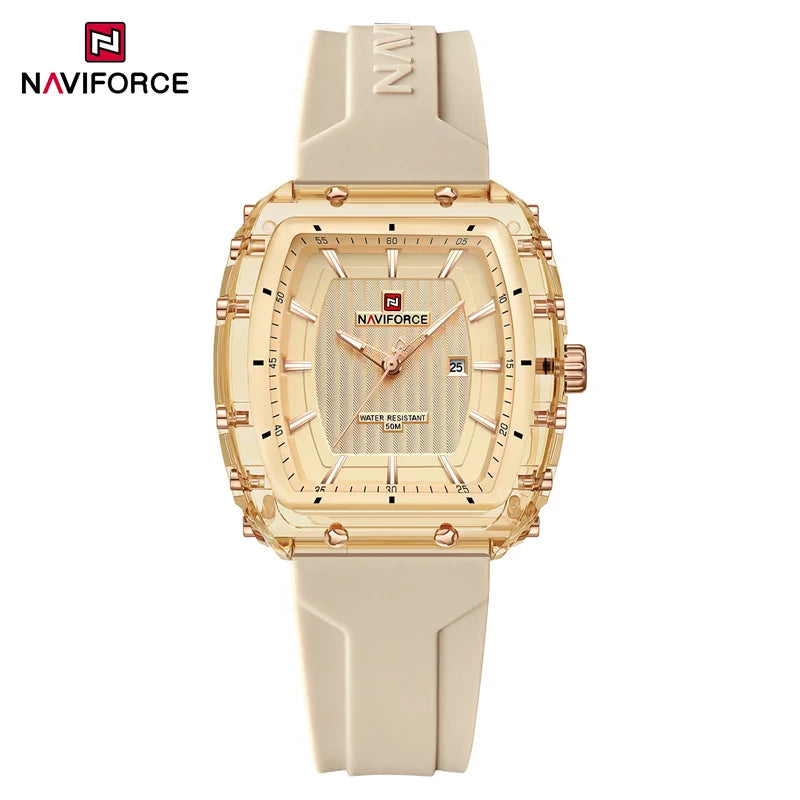 NAVIFORCE Ladies Wristwatches Fashion Comfortable Silicone Strap Date Women’s Watches Quality Water Resistant Female Luminous Clock - rgrgbg