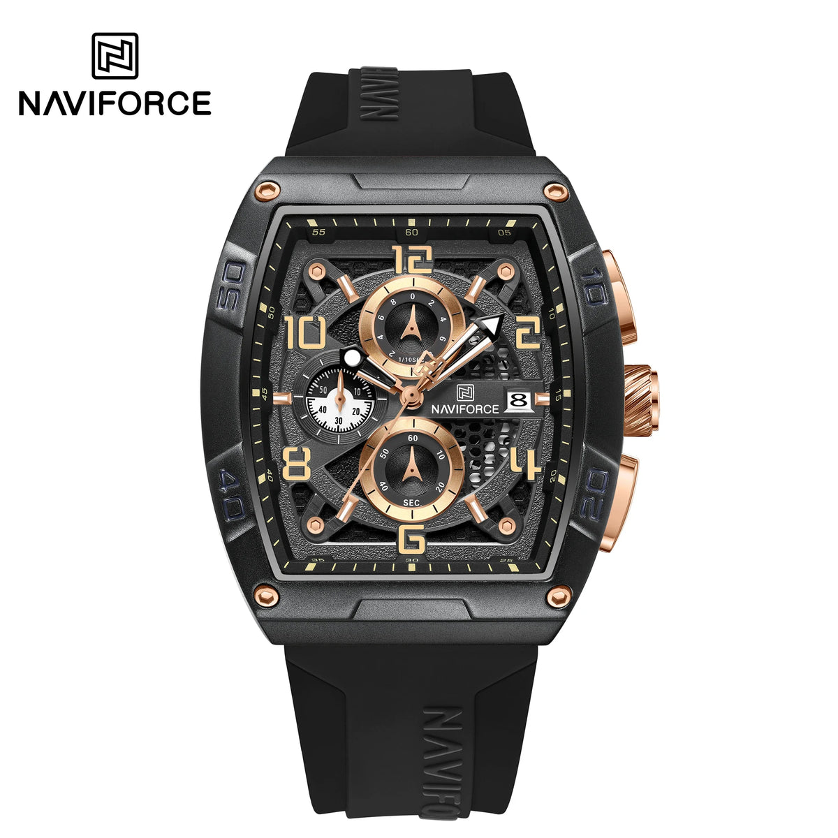 NAVIFORCE NF8052 Large Dial Multifunction Chronograph Watch - black-rose