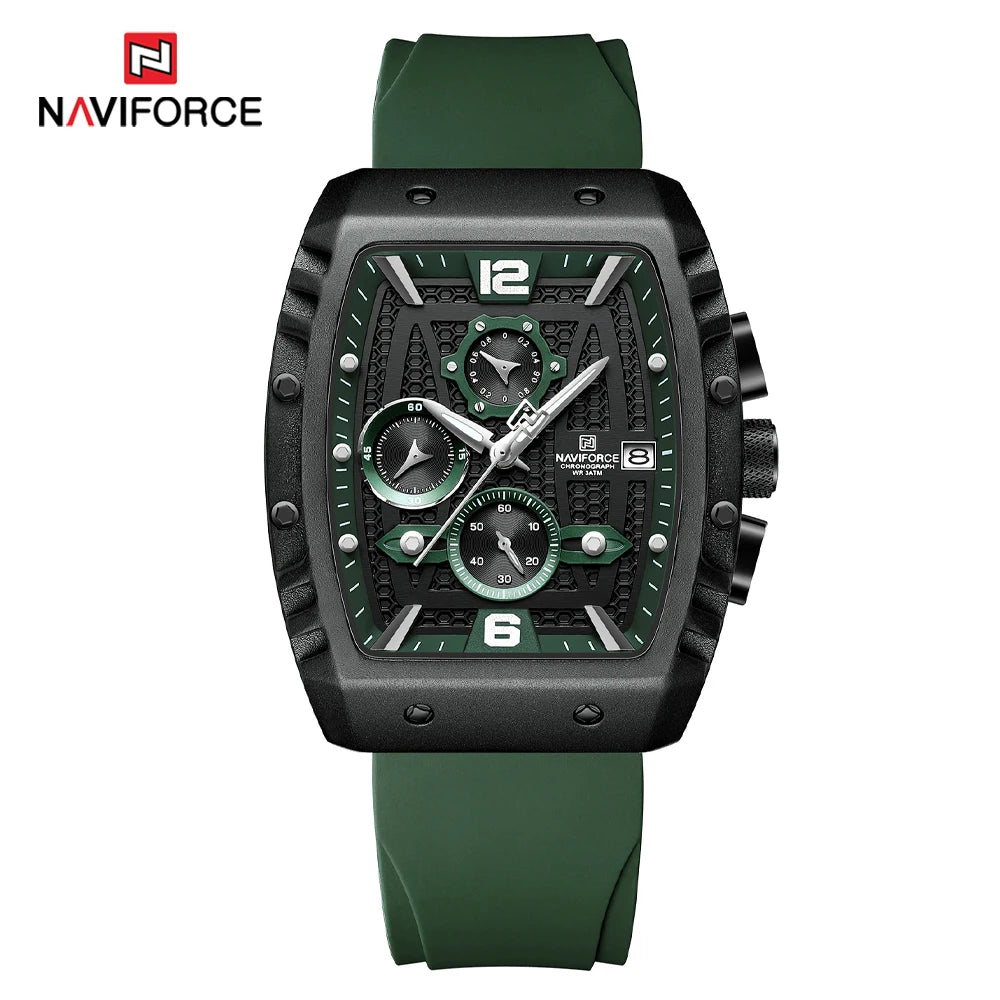 NAVIFORCE NF8025 Men’s Chronograph Watch – Water Resistant, Luminous Date - green