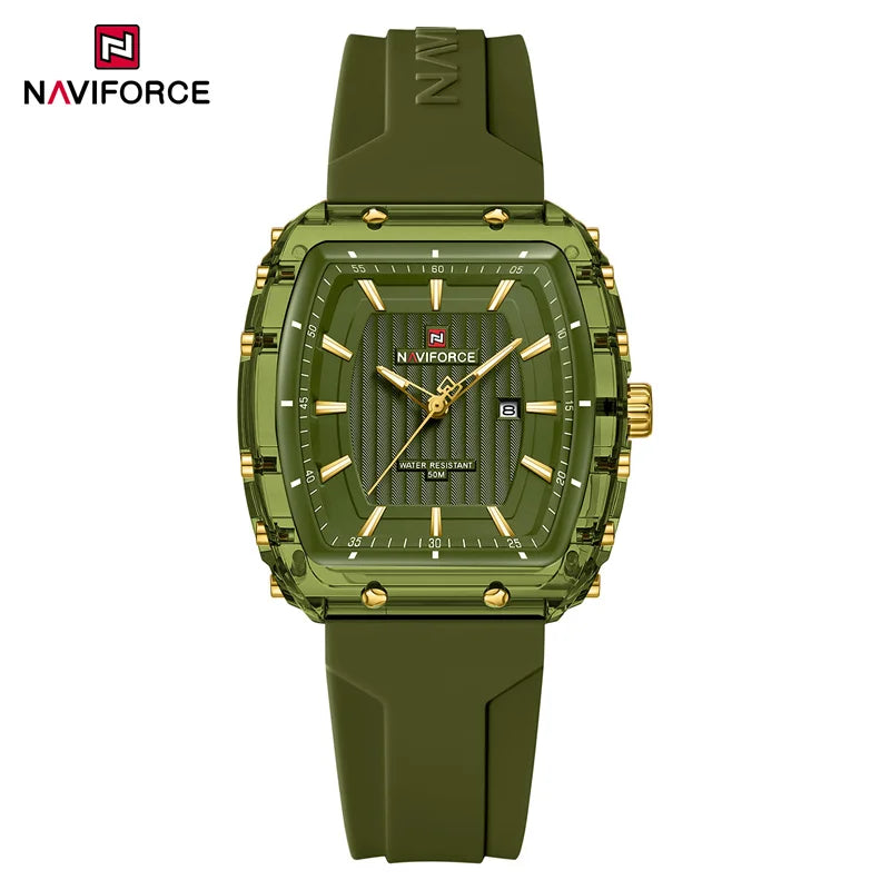NAVIFORCE Ladies Wristwatches Fashion Comfortable Silicone Strap Date Women’s Watches Quality Water Resistant Female Luminous Clock - gnggn