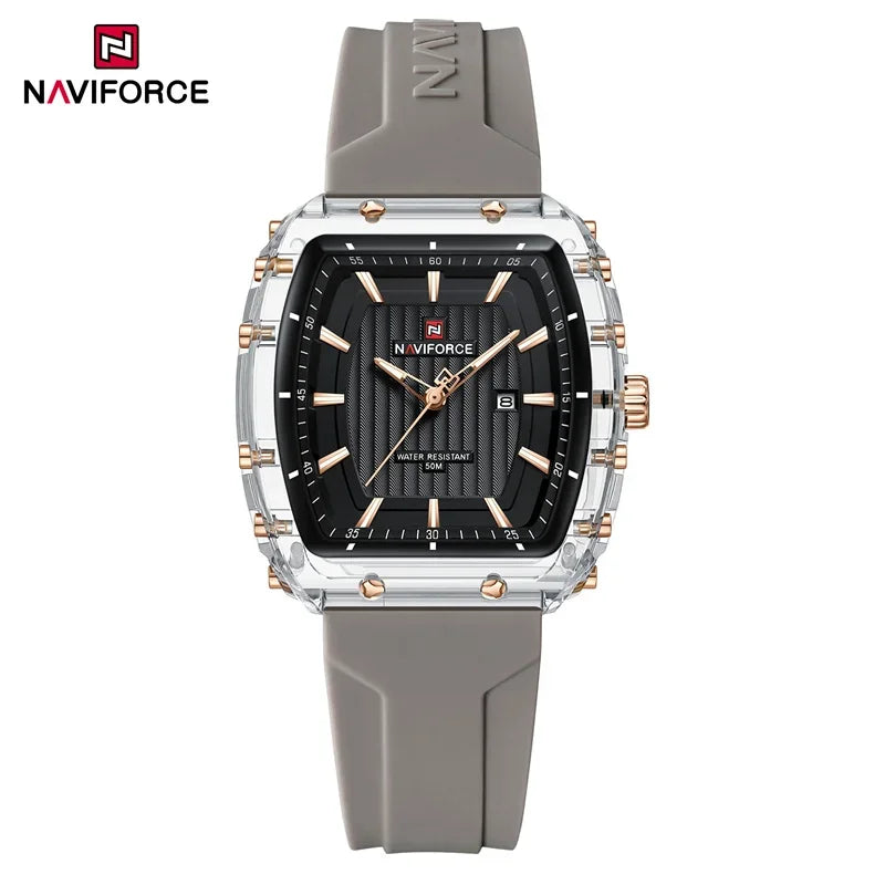 NAVIFORCE Ladies Wristwatches Fashion Comfortable Silicone Strap Date Women’s Watches Quality Water Resistant Female Luminous Clock - sbgy