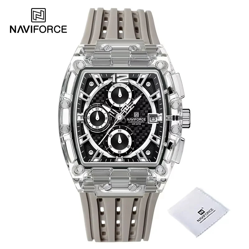 New NAVIFORCE Men’s Quartz Multifunction Watches Fashion Sports Chronograph 5ATM Water Resistant Silicone Band Casual Man Wrist Watch - sbgy-2