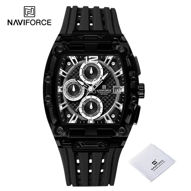 New NAVIFORCE Men’s Quartz Multifunction Watches Fashion Sports Chronograph 5ATM Water Resistant Silicone Band Casual Man Wrist Watch - bbb-2