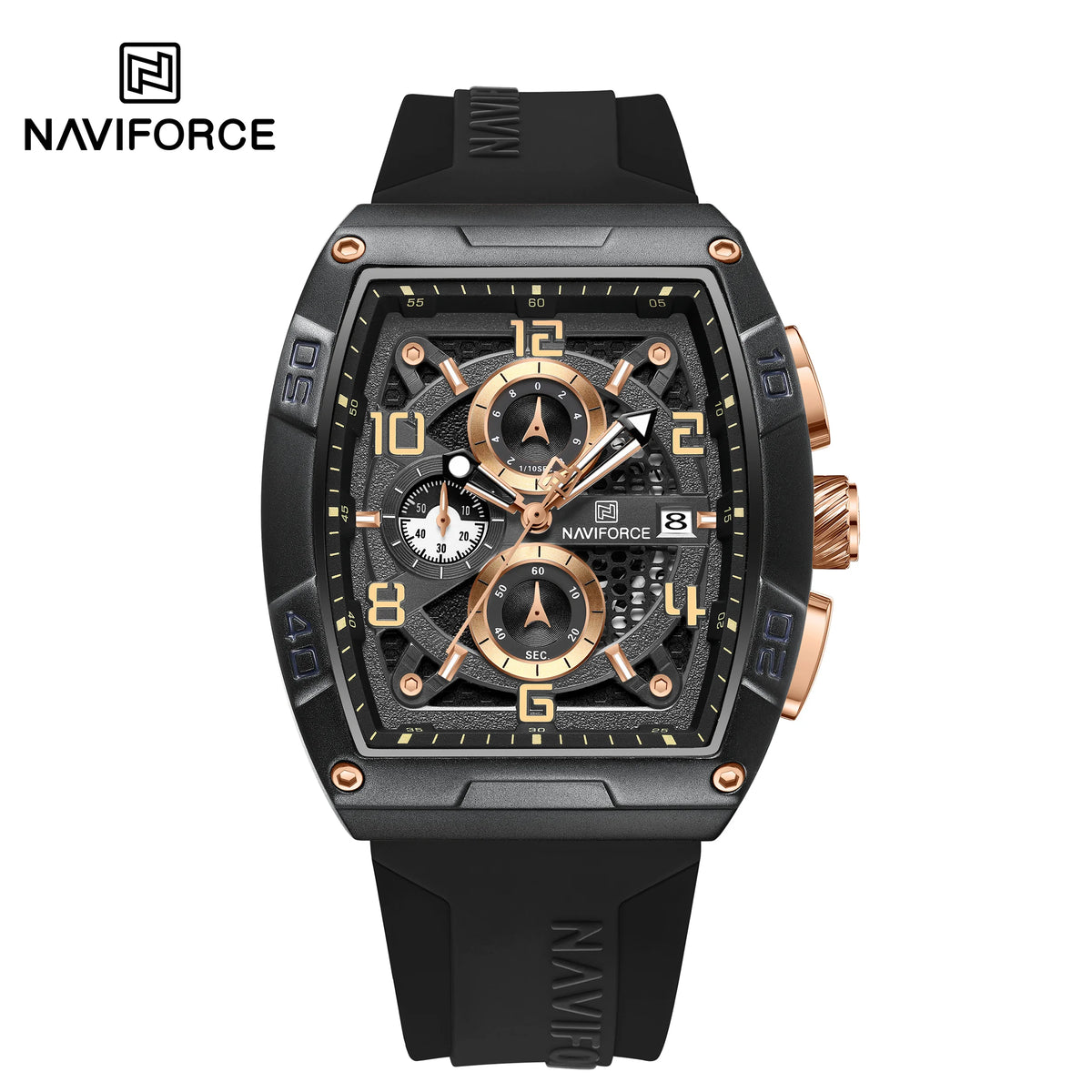 NAVIFORCE NF8052 Men Gold Design Quartz Watches Casual Male Wrist Watch - brgb
