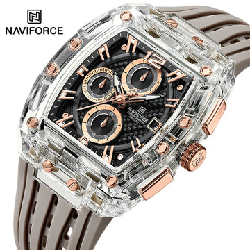 New NAVIFORCE Men’s Quartz Multifunction Watches Fashion Sports Chronograph 5ATM Water Resistant Silicone Band Casual Man Wrist Watch
