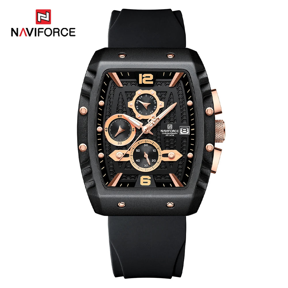 NAVIFORCE NF8025 Men’s Chronograph Watch – Water Resistant, Luminous Date - black-golden