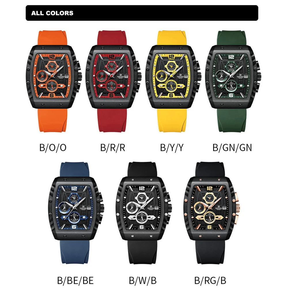NAVIFORCE NF8025 Men’s Chronograph Watch – Water Resistant, Luminous Date