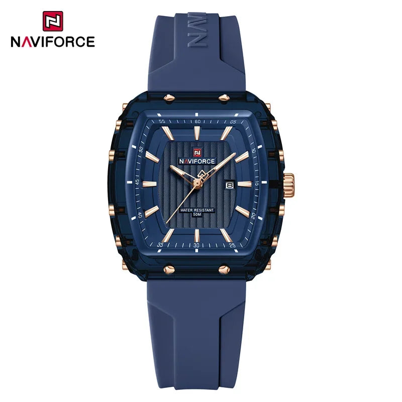 NAVIFORCE Ladies Wristwatches Fashion Comfortable Silicone Strap Date Women’s Watches Quality Water Resistant Female Luminous Clock - bebebe