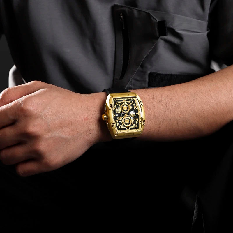 NAVIFORCE NF8052 Men Gold Design Quartz Watches Casual Male Wrist Watch