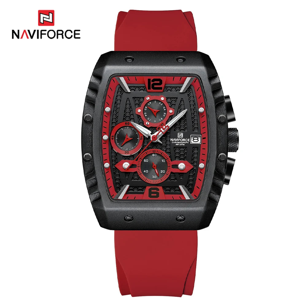 NAVIFORCE NF8025 Men’s Chronograph Watch – Water Resistant, Luminous Date - red