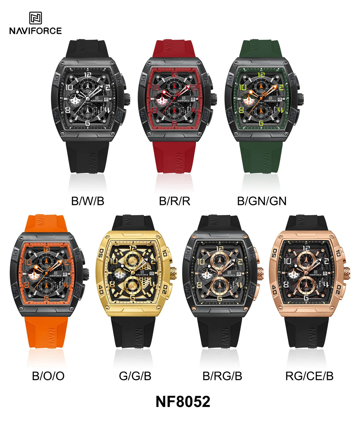 NAVIFORCE NF8052 Large Dial Multifunction Chronograph Watch
