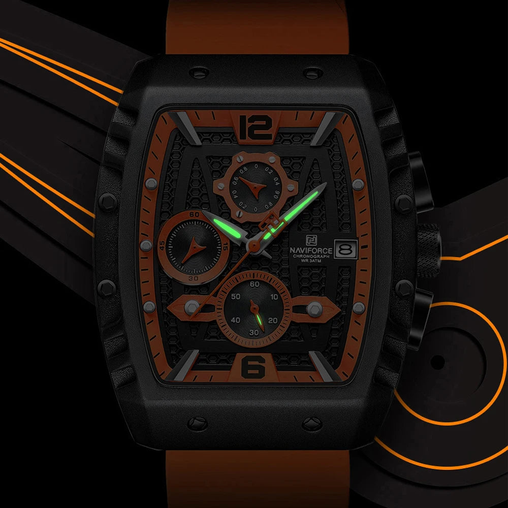 NAVIFORCE NF8025 Men’s Chronograph Watch – Water Resistant, Luminous Date