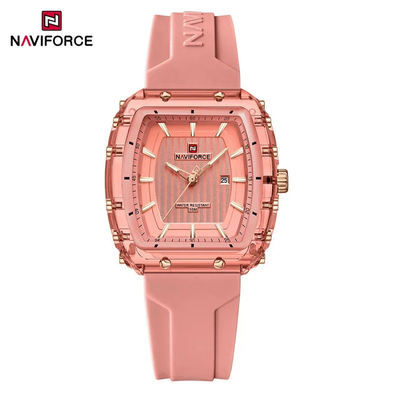 NAVIFORCE Ladies Wristwatches Fashion Comfortable Silicone Strap Date Women’s Watches Quality Water Resistant Female Luminous Clock - ppp