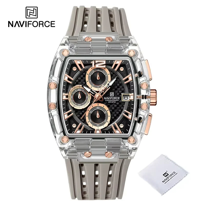 New NAVIFORCE Men’s Quartz Multifunction Watches Fashion Sports Chronograph 5ATM Water Resistant Silicone Band Casual Man Wrist Watch - srggy-2