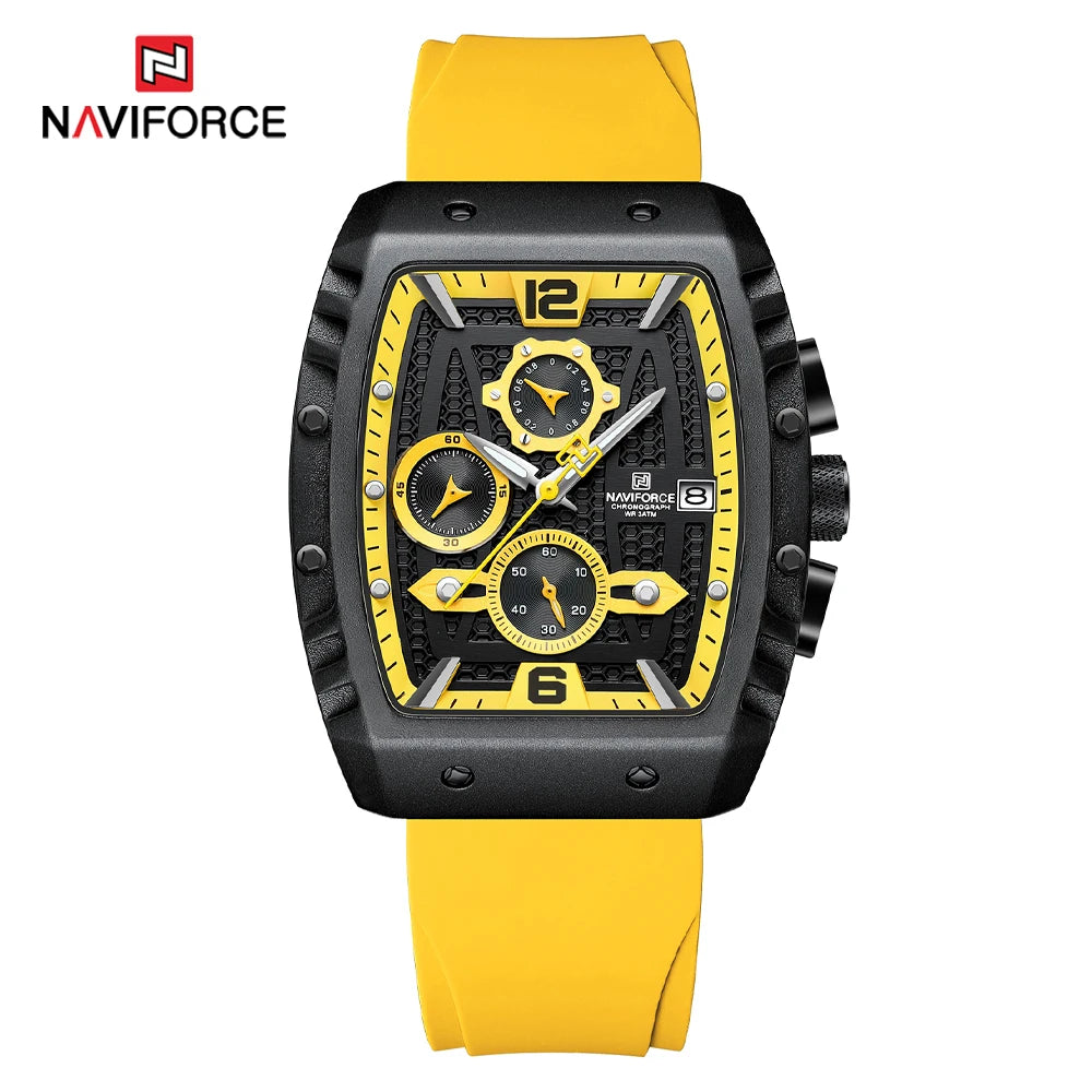 NAVIFORCE NF8025 Men’s Chronograph Watch – Water Resistant, Luminous Date - yellow