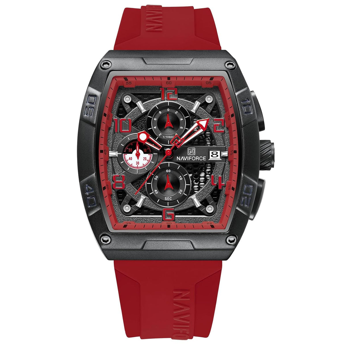 NAVIFORCE NF8052 Black Red watch front view