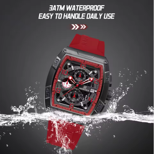NAVIFORCE 8052 Men’s Sports Quartz Watch with Silicone Strap