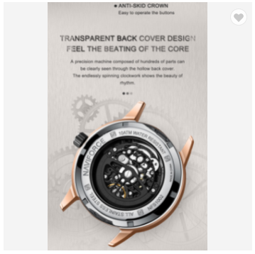 NAVIFORCE S1002 RGB Luxury Genuine Leather Watches for Men Fashion Automatic Mechanical Sport wrist watches with 100M Water Resistant