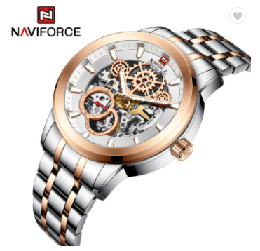 NAVIFORCE S1002 luxury mechanical steel watch, 100M water resistant