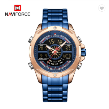 New Watch Luxury Fashion Men Watches Gold Stainless Steel Sports Square  Digital Analog Big Quartz Watches For Men
